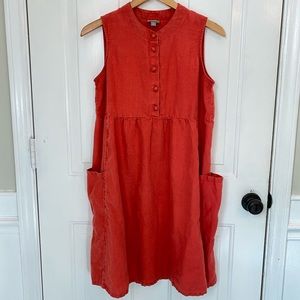 J. Jill Linen Dress Sleeveless with Patch Pockets size Small Petite